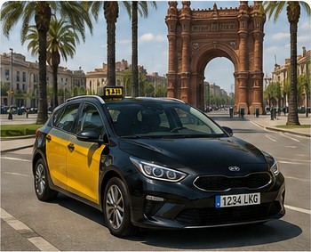 Kia Ceed in Barcelona black and yellow taxi livery